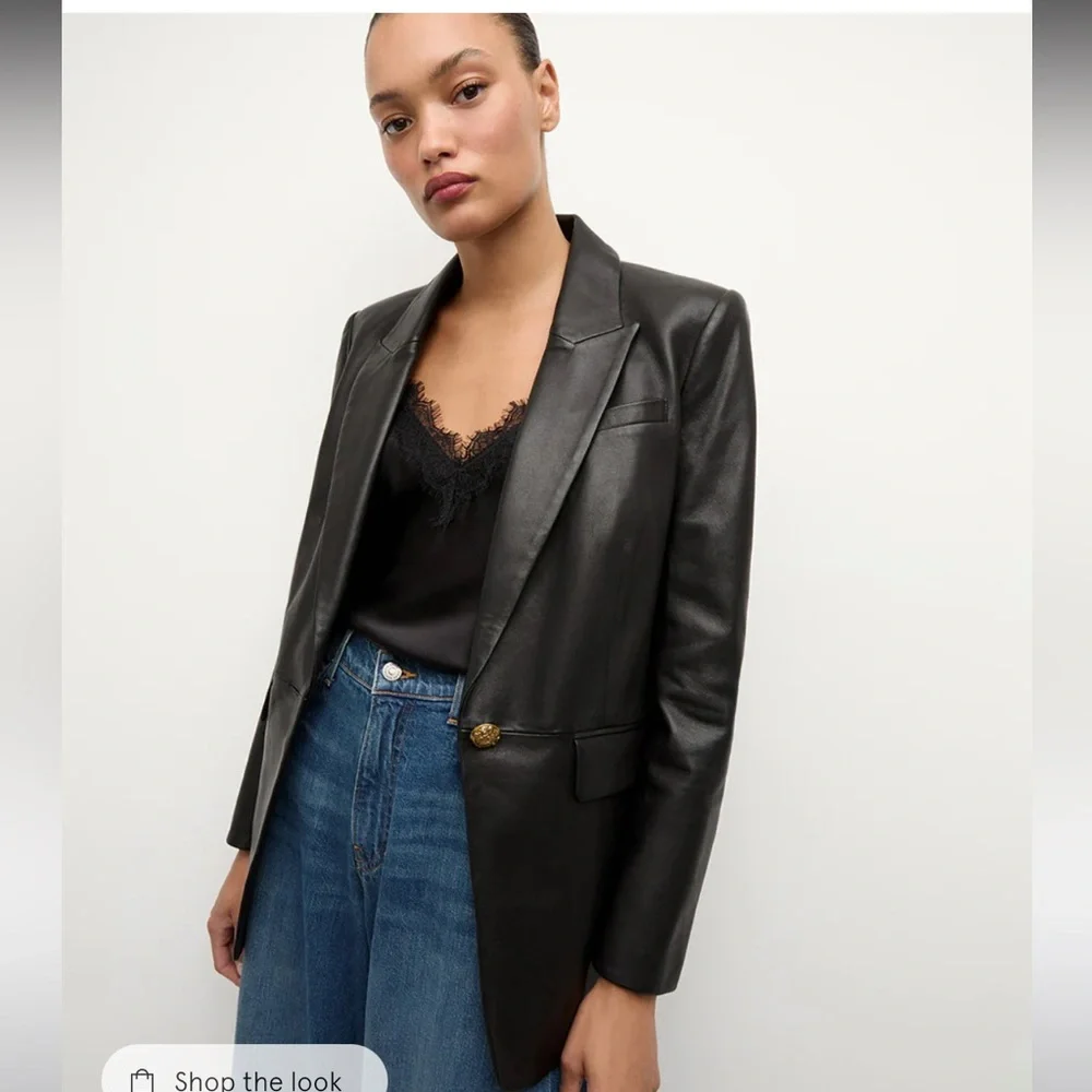 Veronica Beard Vega Leather Dickey Jacket - Picture 2 of 8